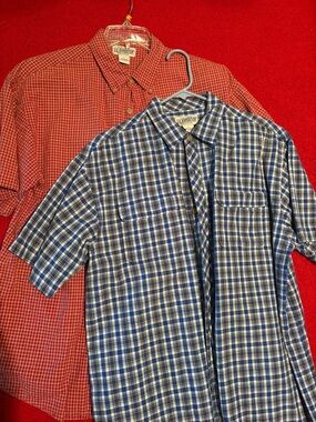 LOT of two US Expedition Men's size Large Plaid Short-Sleeve Button-Down Shirts
